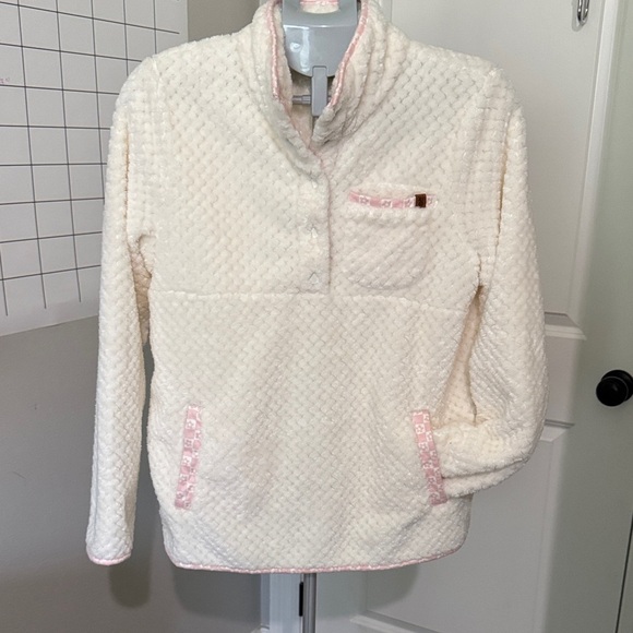 Simply Southern Ivory fleece with pink detail *SOLD OUT* - Picture 3 of 9